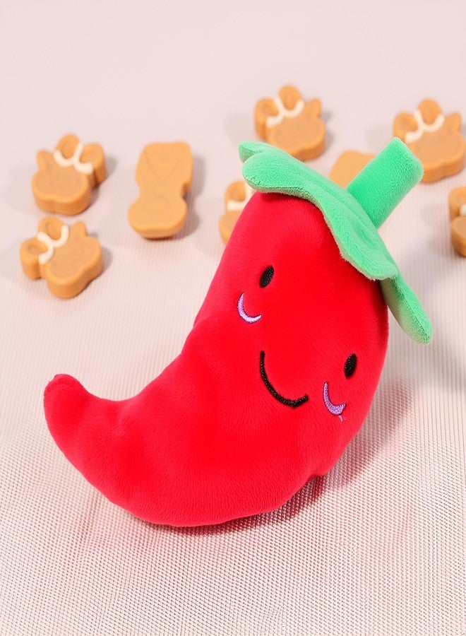 Dwuww Plush Chilli Fruits and Vegetables Dog Squeaky Plush Chili Eggplant Corn Puppy Dog for Small Dogs,Chili,Size 1 Nice and Practical Squeak Pet Supplies - Image 4